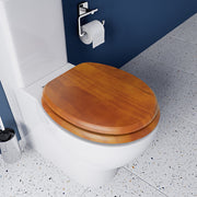 Croydex Antique Pine Effect Solid Wood Toilet Seat with Chrome Hinges