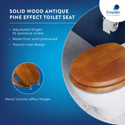 Croydex Antique Pine Effect Solid Wood Toilet Seat with Chrome Hinges
