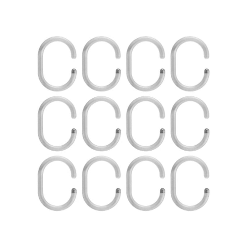 Croydex Clear C Shaped Curtain Ring - Pack of 12, Standard
