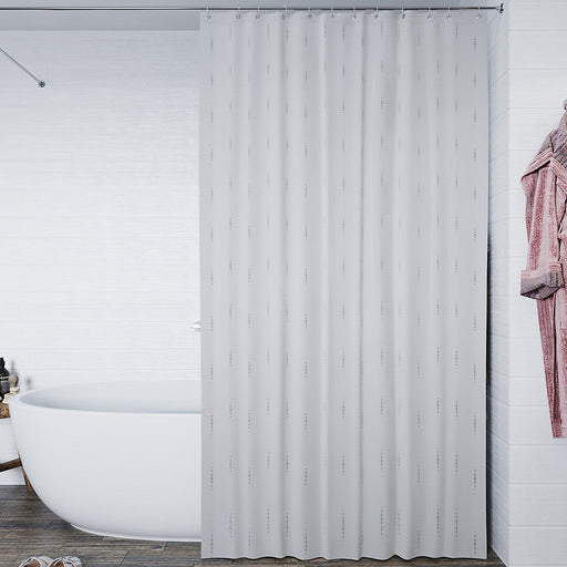 Croydex Silver Dotty Textile Shower Curtain