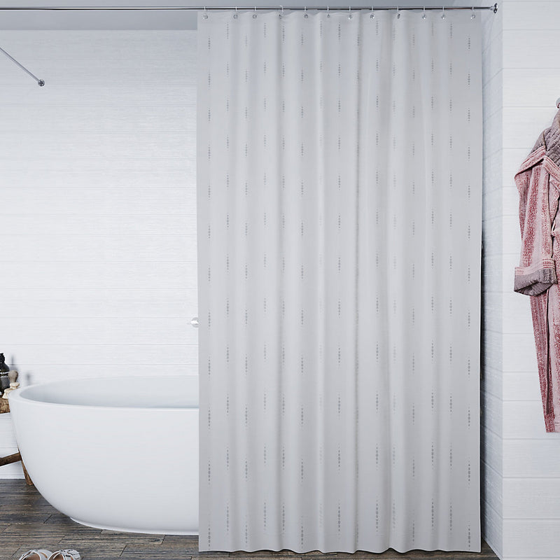 Croydex Silver Dotty Textile Shower Curtain
