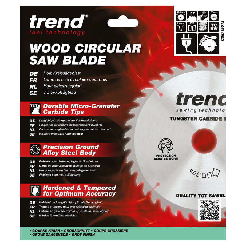 Trend CSB/19012 Circular Saw Blade 190mm 12T