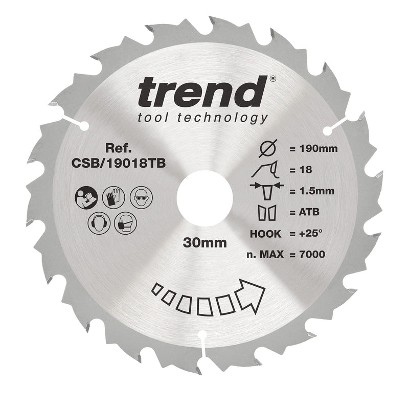 Trend Circular Saw Blade 190mm 30mm 18T
