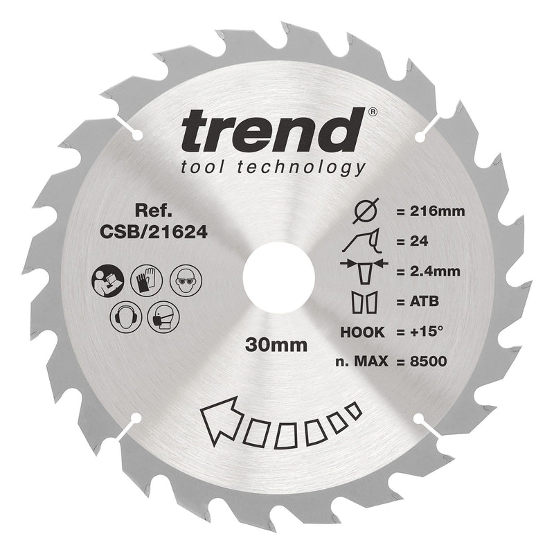 Trend Circular Saw Blade 216mm 24T Professional