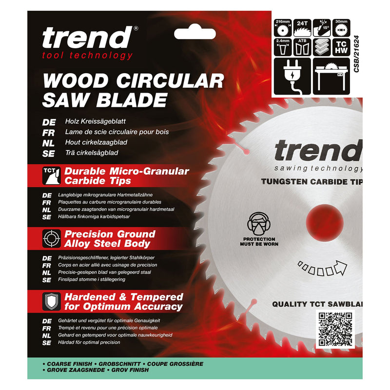 Trend Circular Saw Blade 216mm 24T Professional