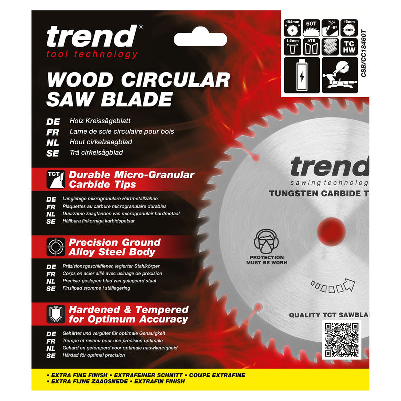 Trend Cordless Mitre Saw Blade 184mm 60T