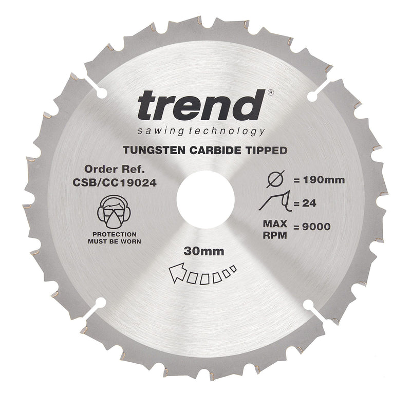 Trend Mitre Saw Blade 190mm 30mm 24T