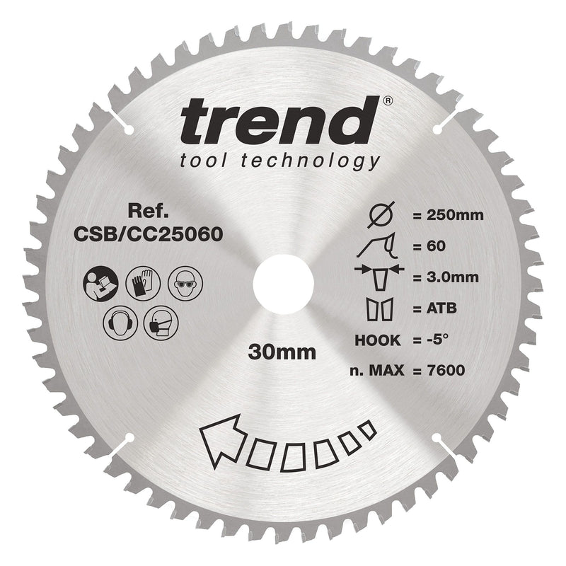 Trend Mitre Saw Blade 250mm 60T Professional