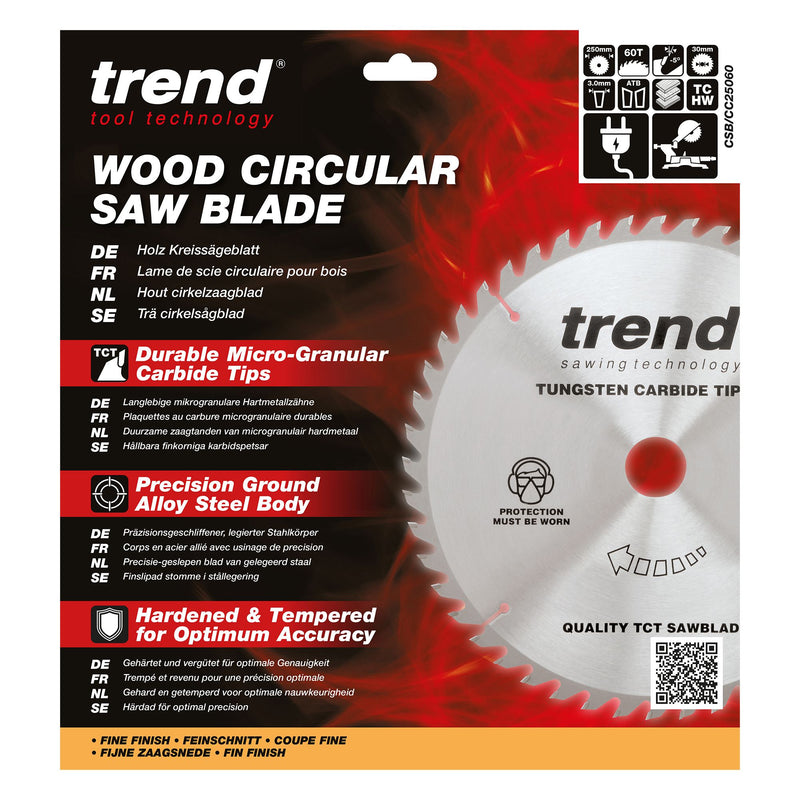 Trend Mitre Saw Blade 250mm 60T Professional