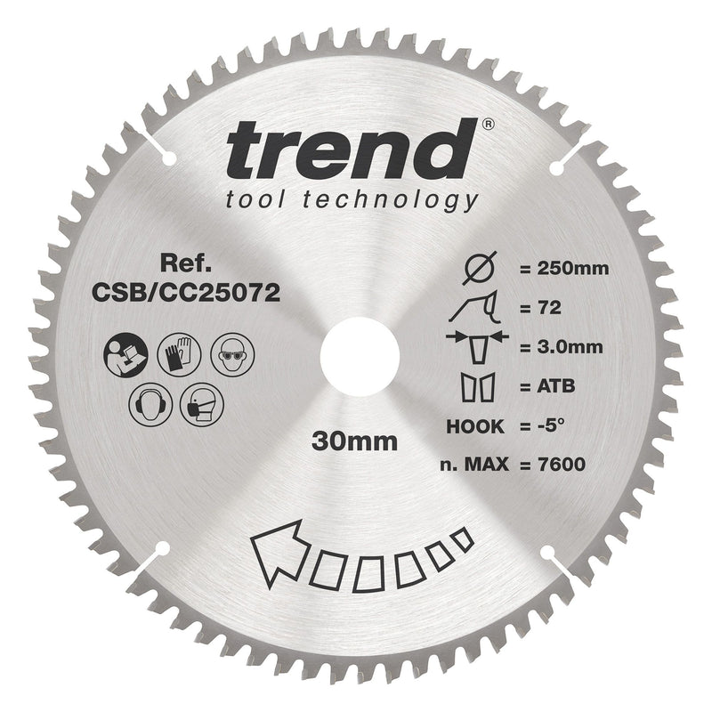 Trend Mitre Saw Blade 250mm 72T Professional