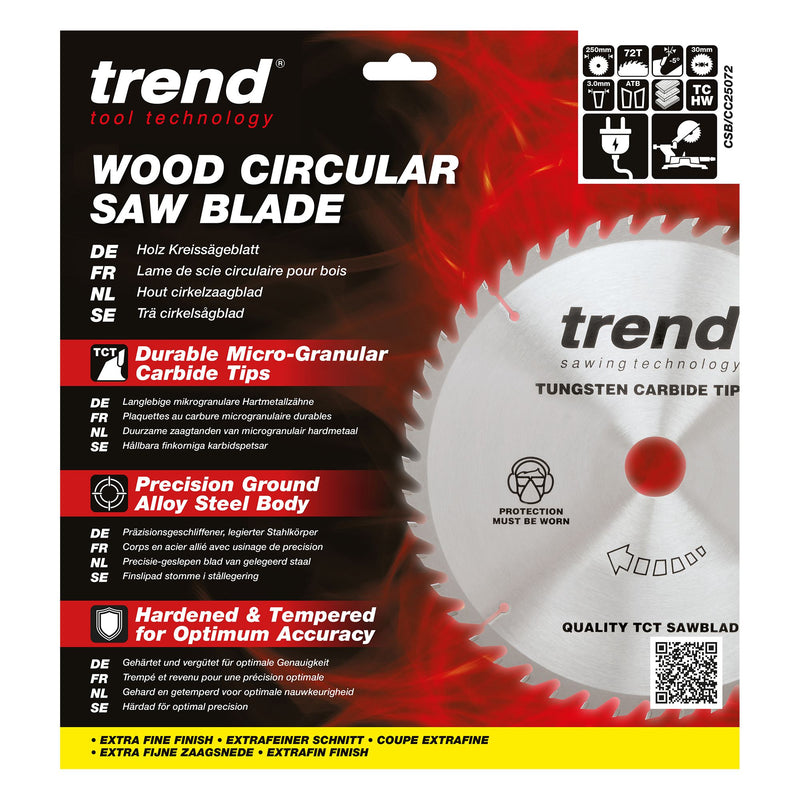 Trend Mitre Saw Blade 250mm 72T Professional