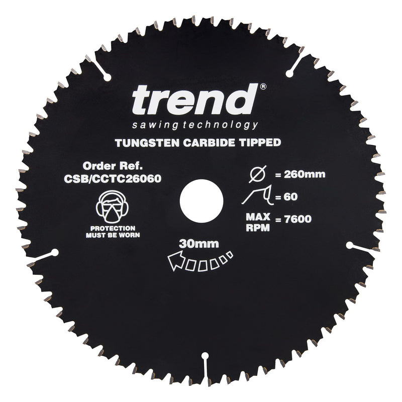 CSB/CCTC26060 - Trend Mitre Circular Saw Blade 260mm x 30mm x 60T