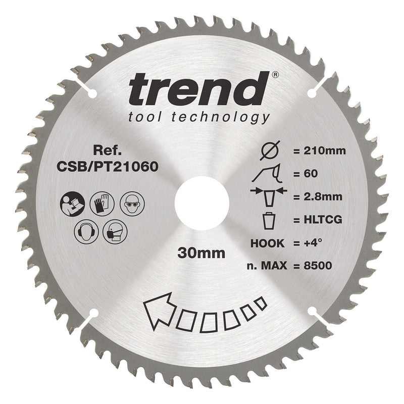 CSB/PT21060 - Trend Laminate/HPL Circular Saw Blade 210mm x 30mm x 60T