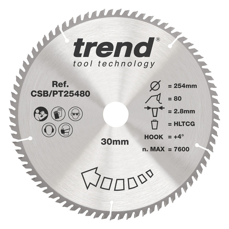 Trend CSB/PT25480 Circular Saw Blade 254mm 80T