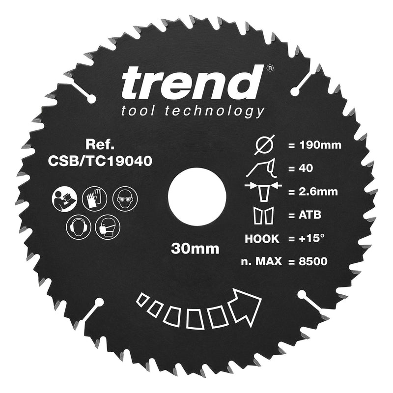 Trend Circular Saw Blade 190mm 40T