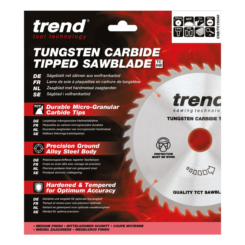 Trend Circular Saw Blade 190mm 40T