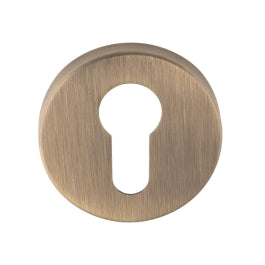 Escutcheon - Euro Profile - Push-On Round Rose - Antique Brass