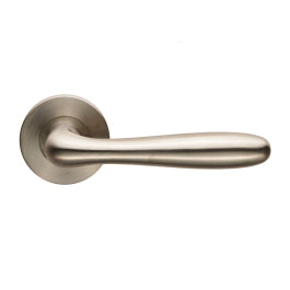 Peninsula Lever On Sprung Push-On Round Rose - Satin Stainless Steel