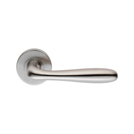 Peninsula Lever On Sprung Push-On Round Rose - Satin Stainless Steel