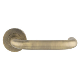 Nera 19Mm Safety Lever On Sprung Push-On Round Rose - Antique Brass