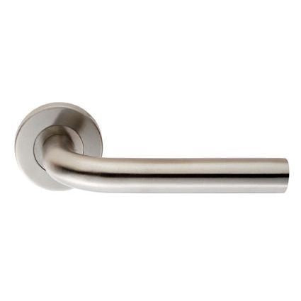 Spira Straight Lever On Sprung Push-On Round Rose - Satin Stainless Steel