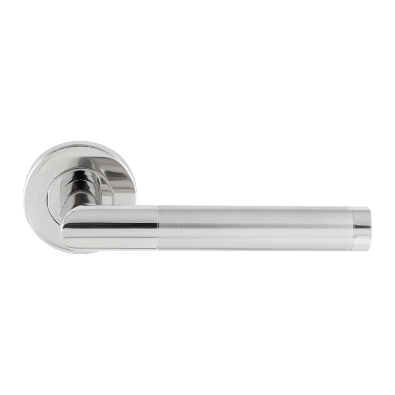 Treviri Mitred Lever On Sprung Push-On Round Rose - Bright Stainless Steel/Satin Stainless Steel