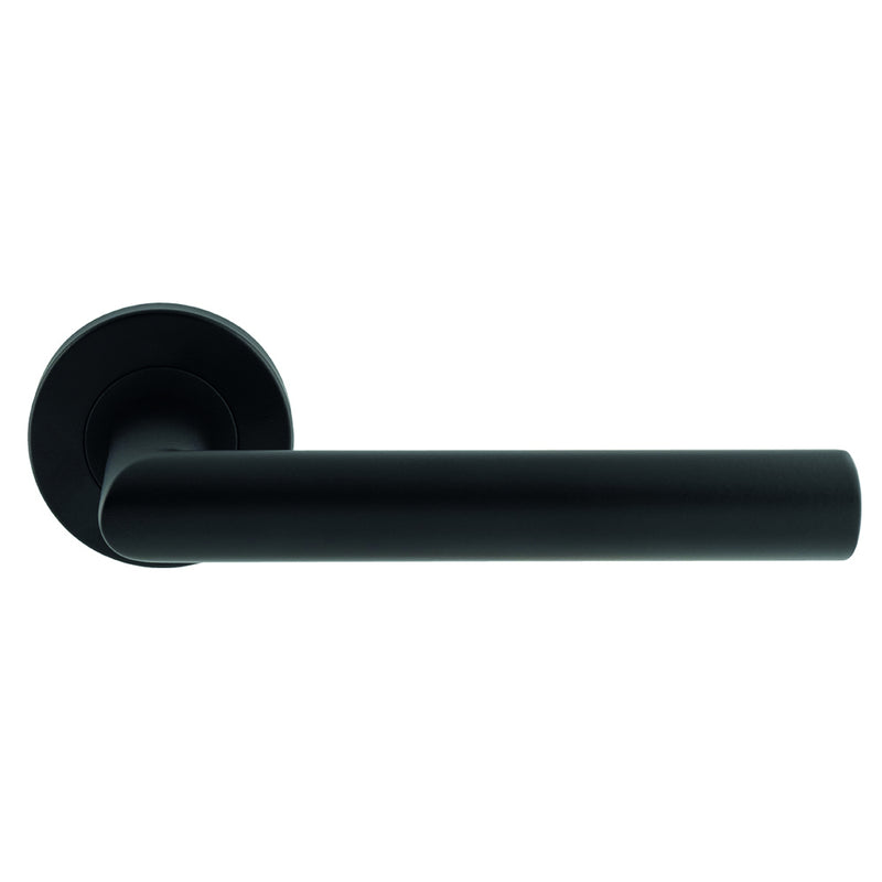 Treviri Mitred Lever On Sprung Push-On Round Rose - Matt Black