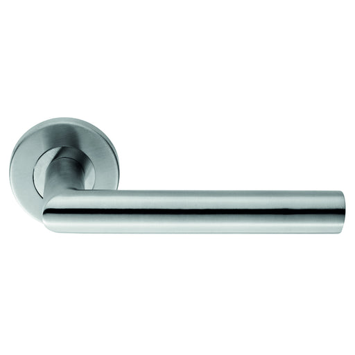 Treviri Mitred Lever On Sprung Push-On Round Rose - Satin Stainless Steel