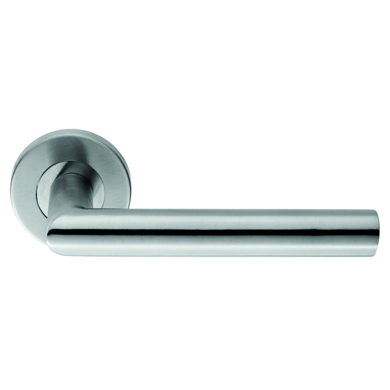 Treviri Mitred Lever On Sprung Push-On Round Rose - Satin Stainless Steel