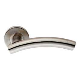 Curved Lever On Sprung Push-On Round Rose - Satin Stainless Steel