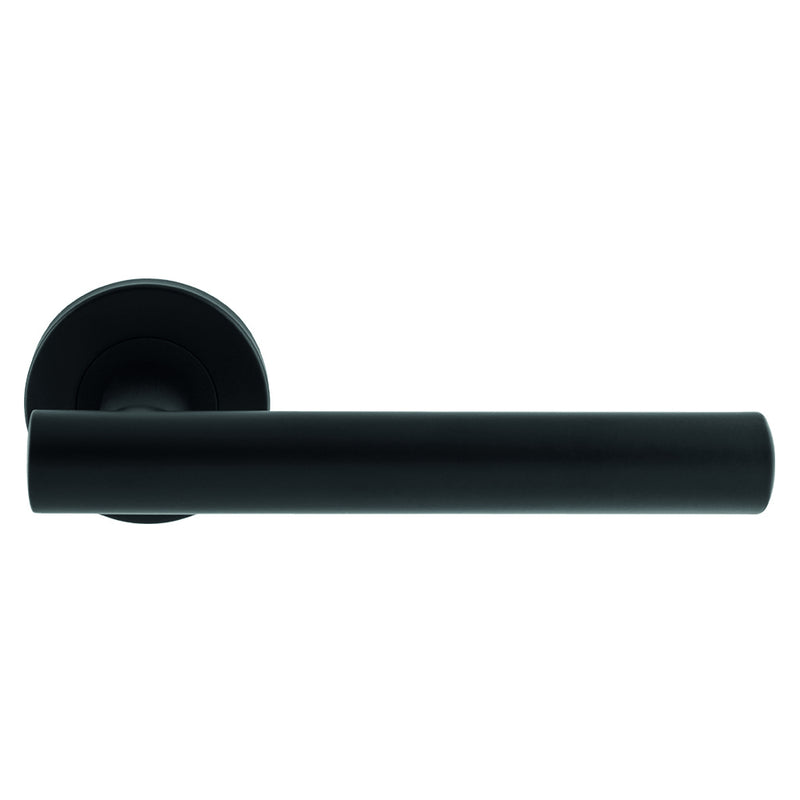 Philadelphia Lever On Sprung Push-On Round Rose - Matt Black