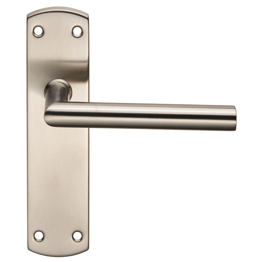 Mitred Lever On Face-Fix Backplate - Latch - Satin Stainless Steel