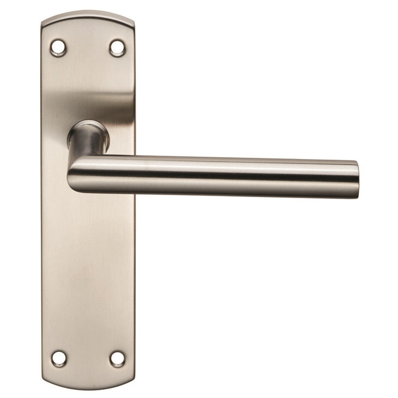 Mitred Lever On Face-Fix Backplate - Latch - Satin Stainless Steel