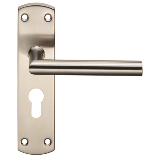 Mitred Lever On Face-Fix Backplate - Euro 47.5Mm - Satin Stainless Steel