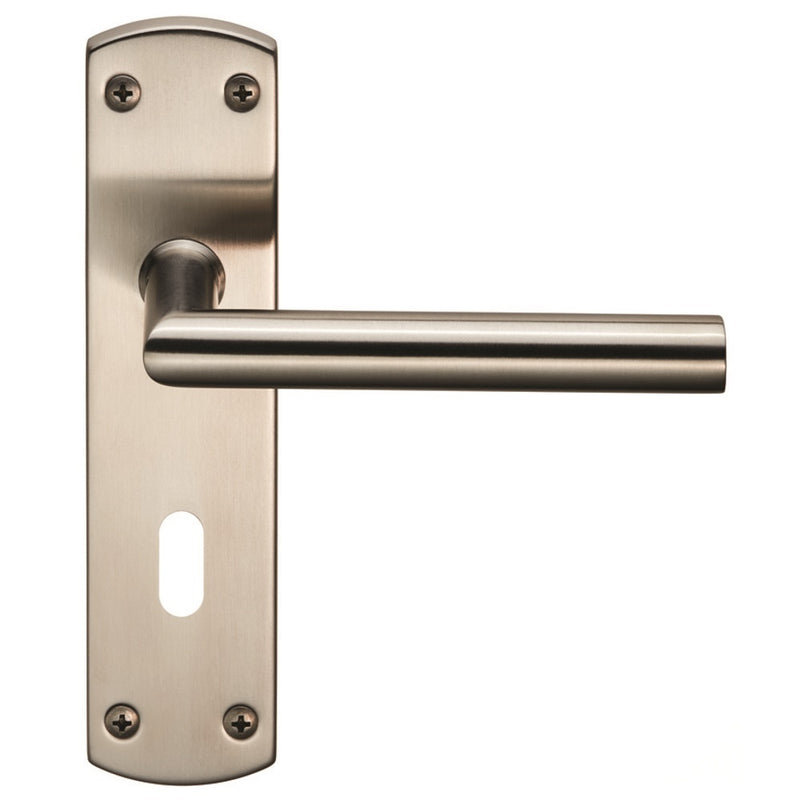 Mitred Lever On Face-Fix Backplate - Lock 57Mm - Satin Stainless Steel