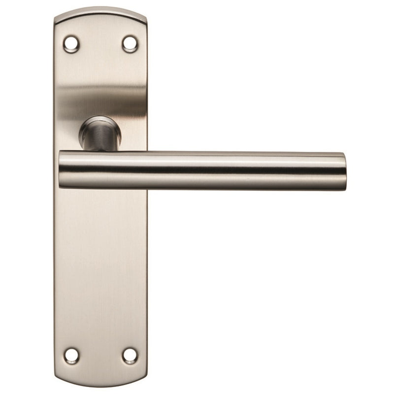 T-Bar Lever On Face-Fix Backplate - Latch - Satin Stainless Steel