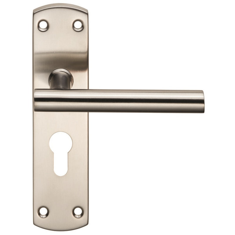 T-Bar Lever On Face-Fix Backplate - Euro 47.5Mm - Satin Stainless Steel
