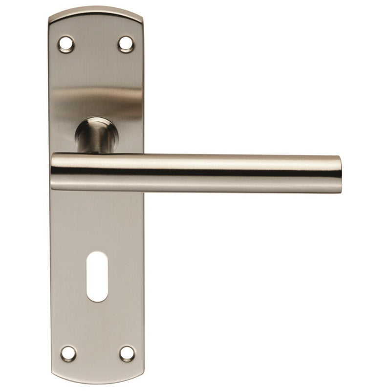 T-Bar Lever On Face-Fix Backplate - Lock 57Mm - Satin Stainless Steel