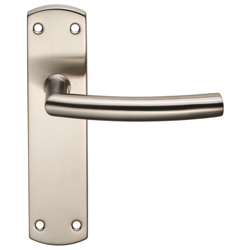 Arched Lever On Face-Fix Backplate - Latch - Satin Stainless Steel