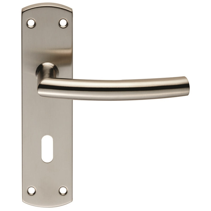 Arched Lever On Face-Fix Backplate - Lock 57Mm - Satin Stainless Steel