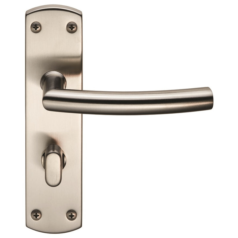 Arched Lever On Face-Fix Backplate - Bathroom 57Mm - Satin Stainless Steel