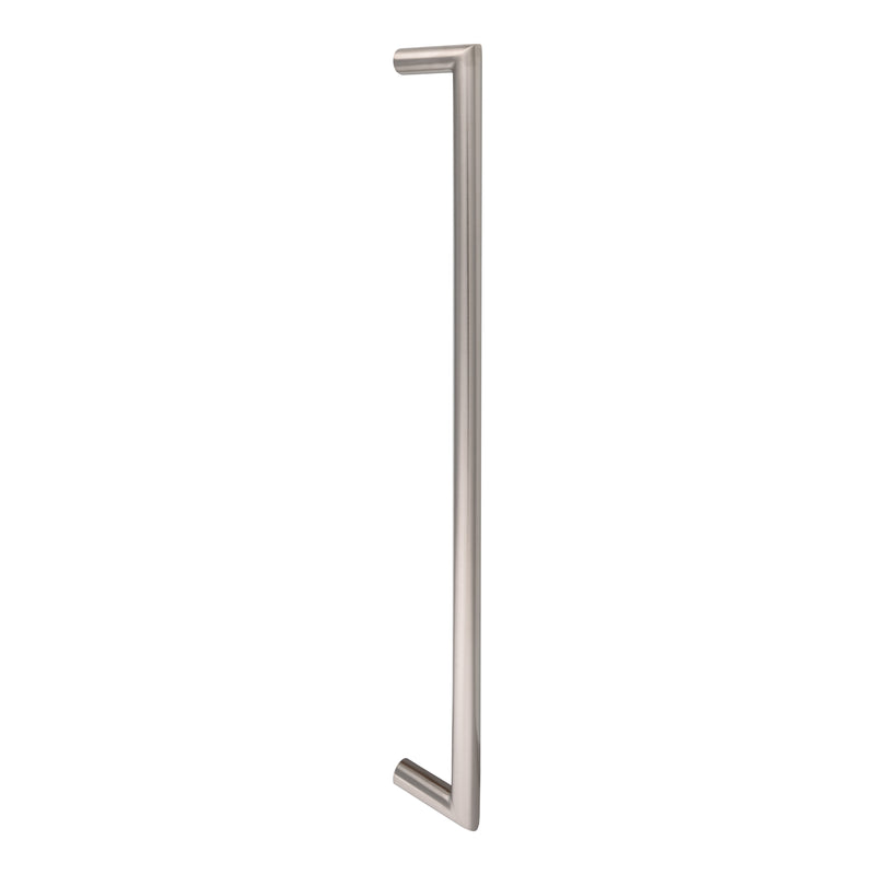 19Mm Dia. Mitred Pull Handle - 600Mm C/C - Bolt Through Fixing - Satin Stainless Steel