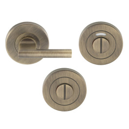 Large Turn & Release - 5Mm Spindle - Push-On Round Rose - Optional Indicator - Antique Brass
