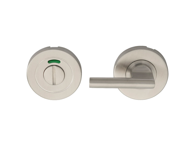 Large Turn & Release - 5Mm Spindle - Push-On Round Rose - Optional Indicator - Satin Stainless Steel
