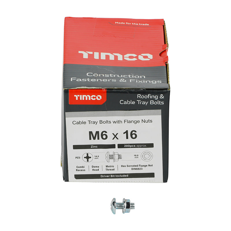 TIMCO Cable Tray Bolts & Flange Nuts Silver - M6 x 12