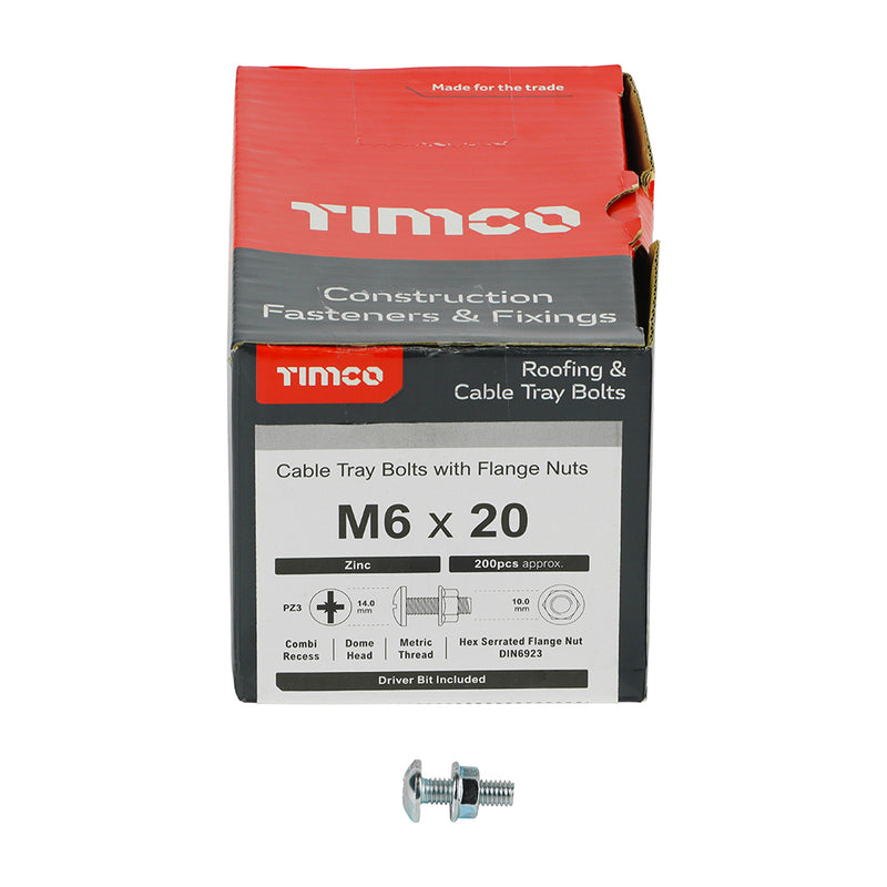 TIMCO Cable Tray Bolts & Flange Nuts Silver - M6 x 12