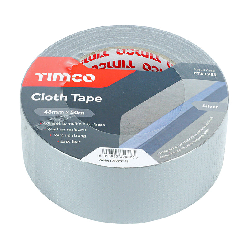 TIMCO Cloth Tape Black - 50m x 48mm