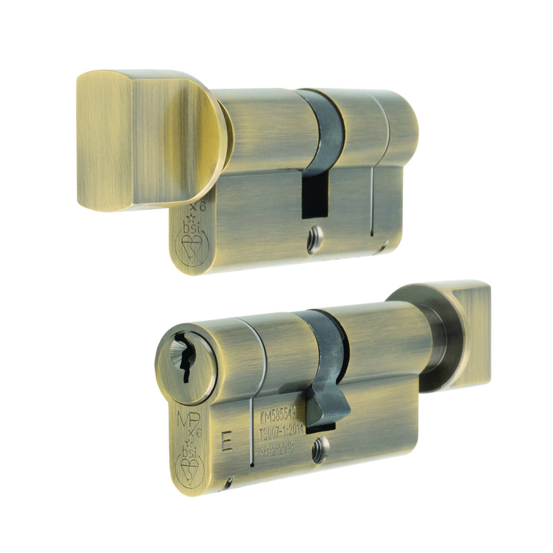 Mpx6 70Mm Euro Cylinder & Turn - Ktd - Antique Brass