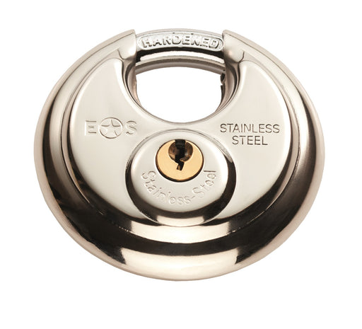 70Mm Stainless Steel Disc Padlock 3 Keyed To Differ - Satin Stainless Steel 70MM