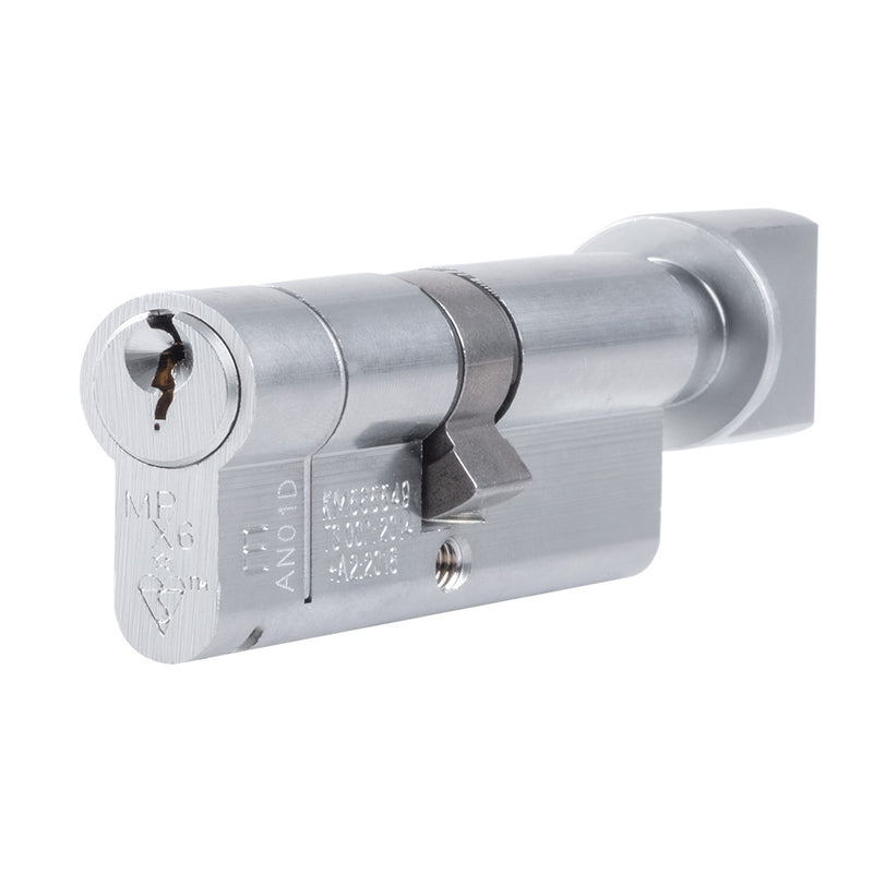 Mpx6 70Mm Euro Cylinder & Turn- Ktd - Satin Chrome